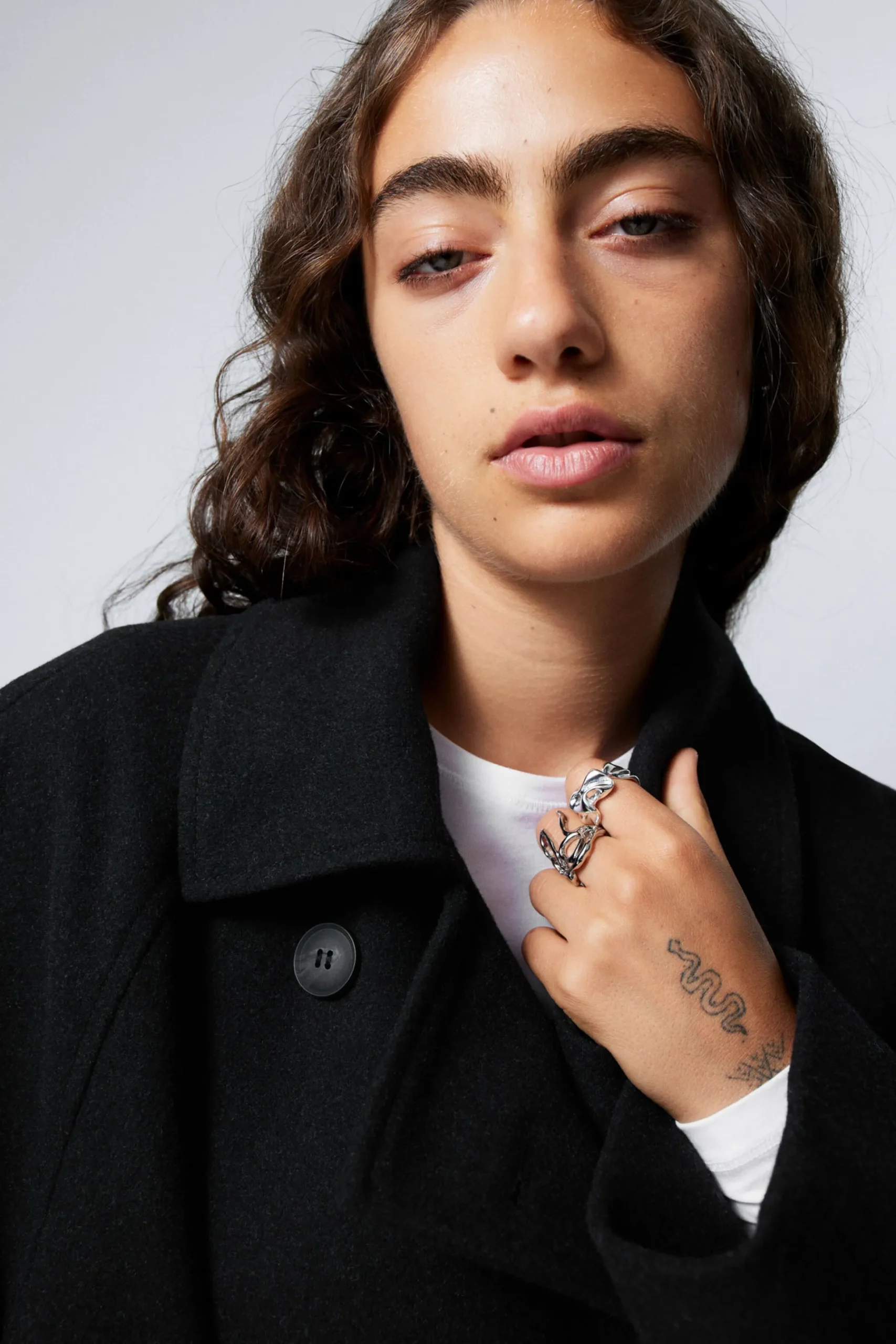 Weekday OVERSIZED DOUBLE-BREASTED WOOL-BLEND COAT black melange Cheap