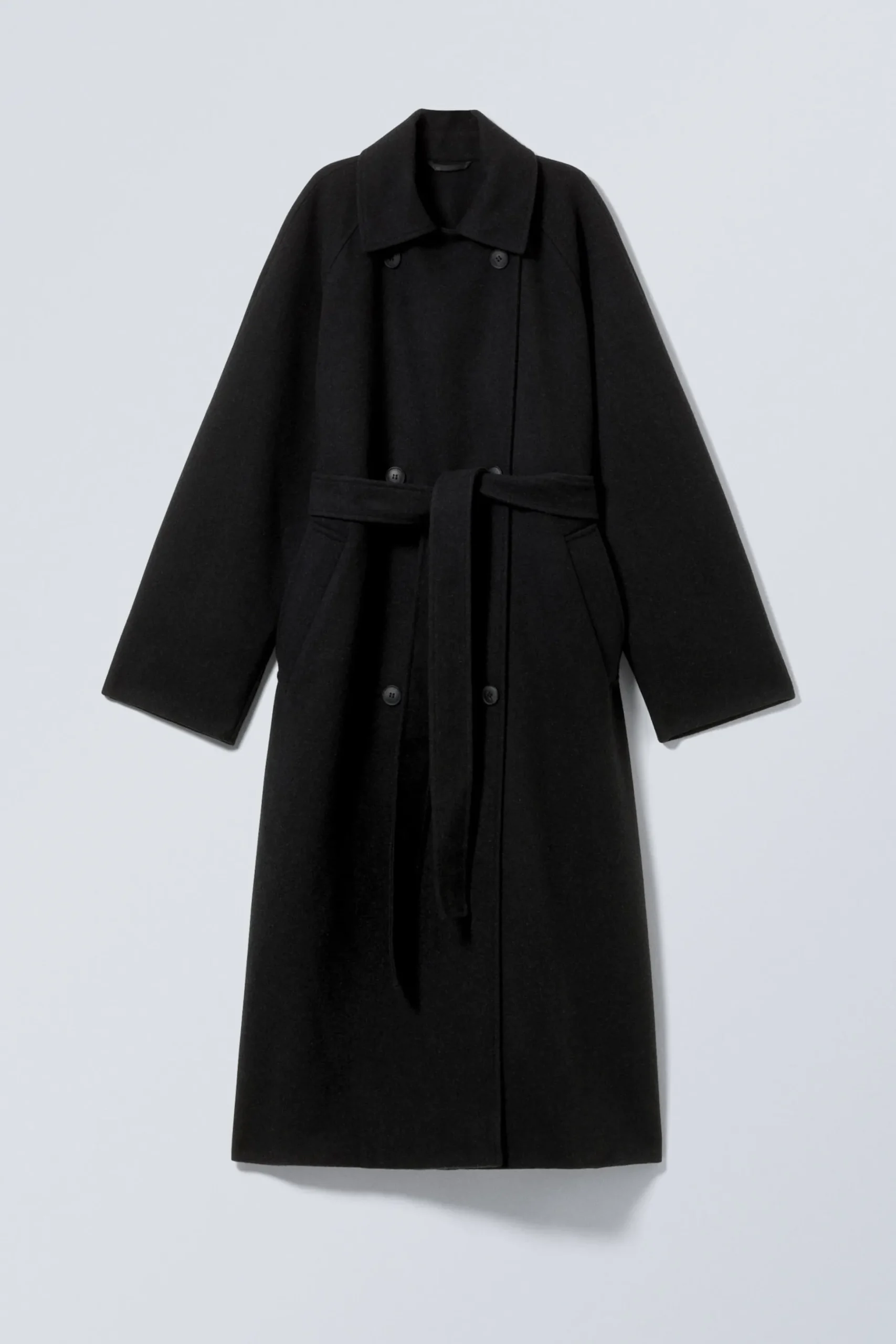 Weekday OVERSIZED DOUBLE-BREASTED WOOL-BLEND COAT black melange Cheap