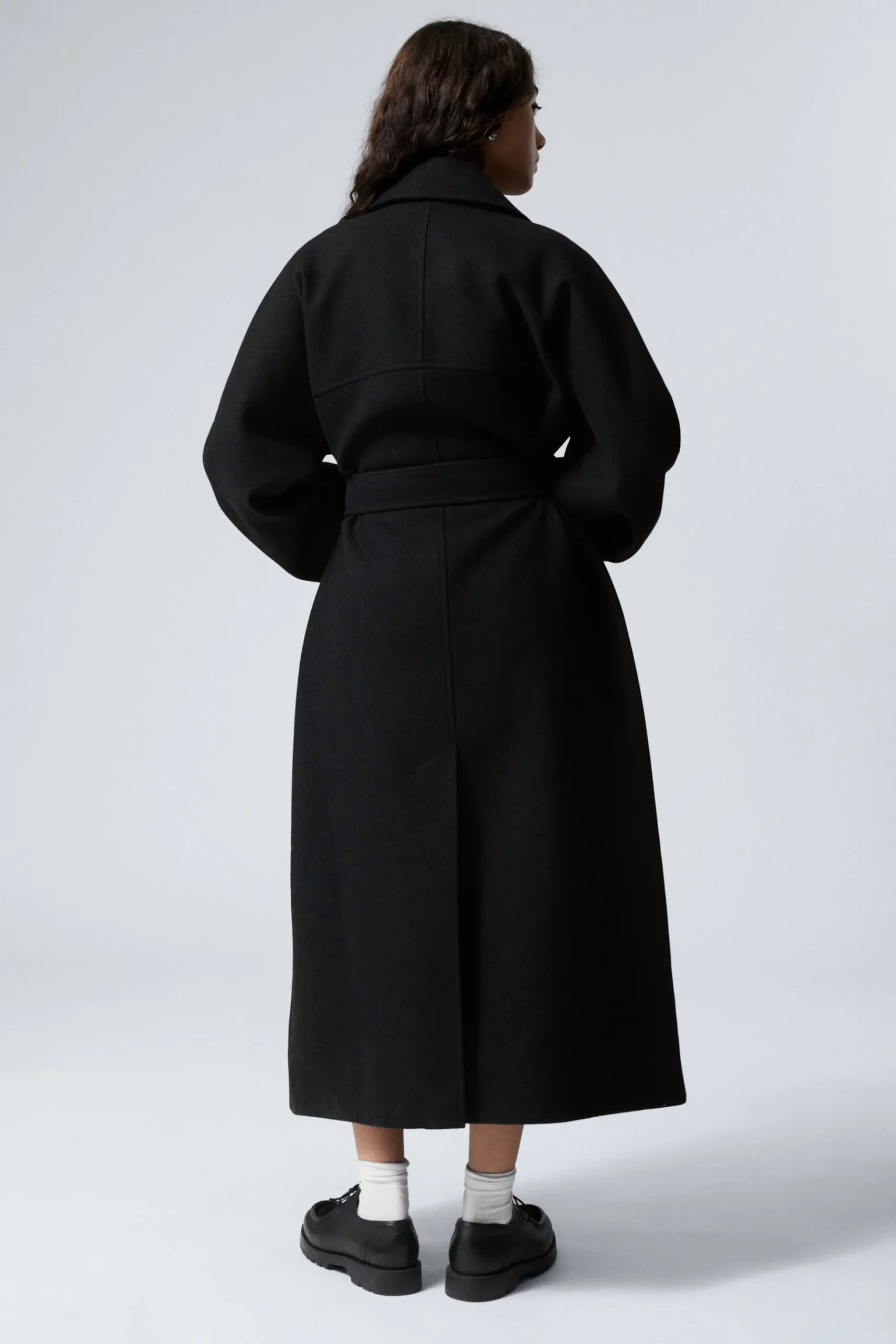 Weekday OVERSIZED DOUBLE-BREASTED WOOL-BLEND COAT black melange Cheap