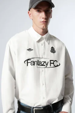 Weekday OVERSIZED GRAPHIC COTTON SHIRT white fantazy fc Hot