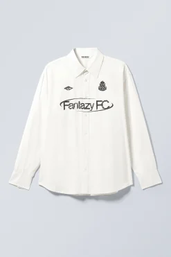 Weekday OVERSIZED GRAPHIC COTTON SHIRT white fantazy fc Hot