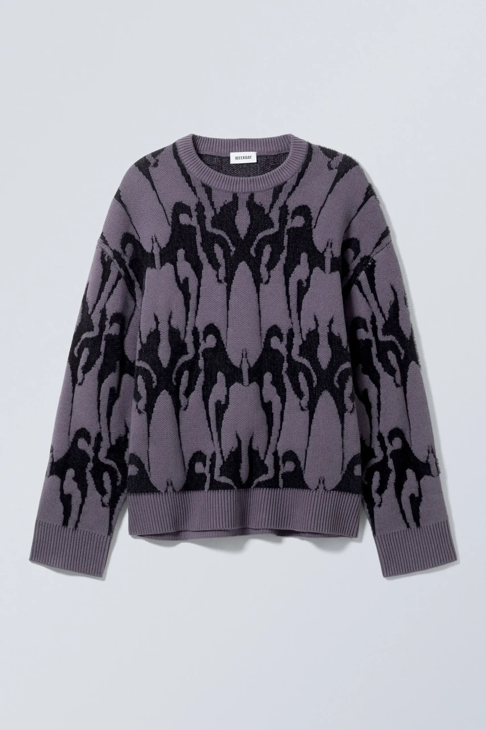 Weekday OVERSIZED HAIRY GRAPHIC KNITTED SWEATER dark lilac Sale