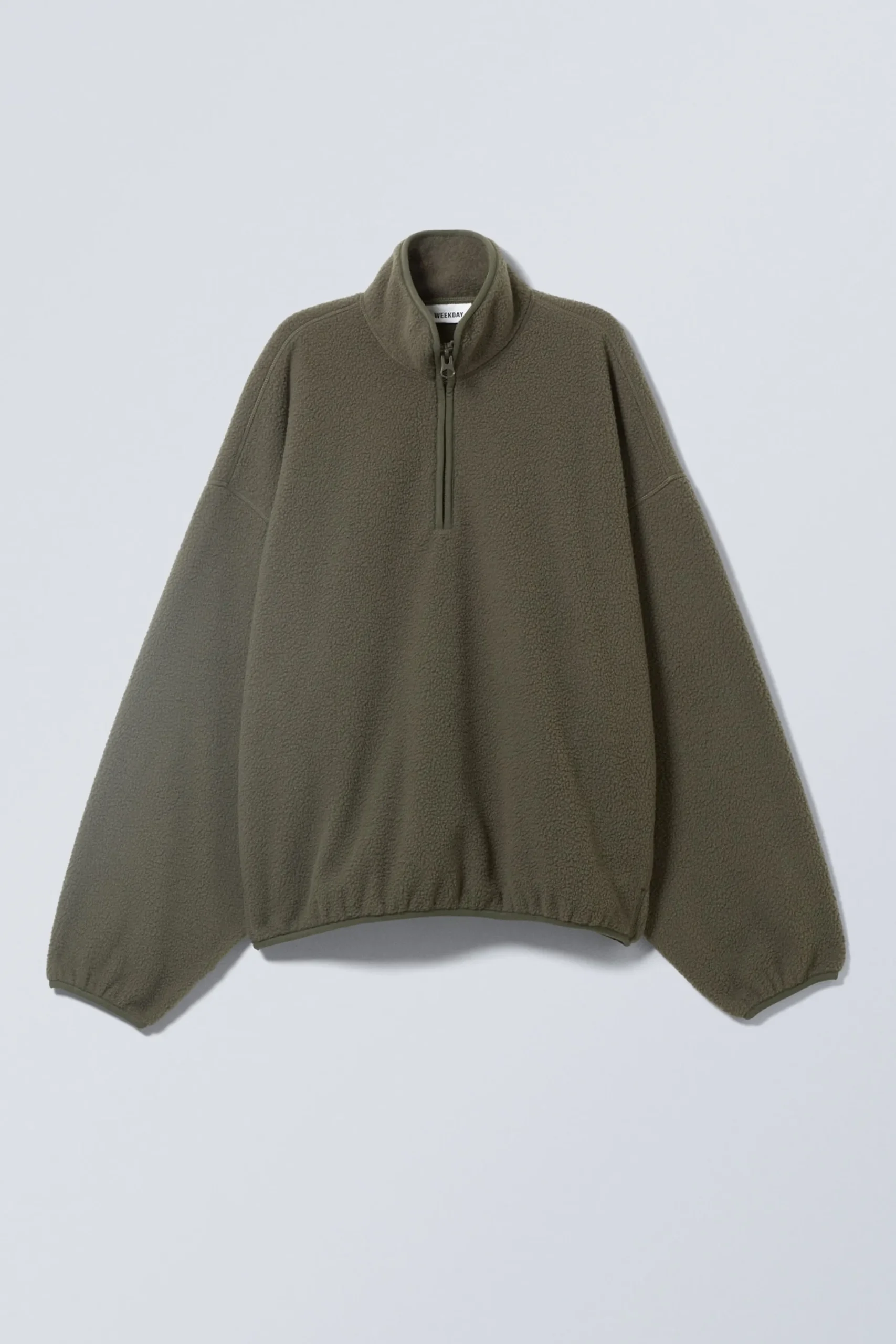 Weekday OVERSIZED HALF-ZIP FLEECE SWEATSHIRT dark khaki green Outlet