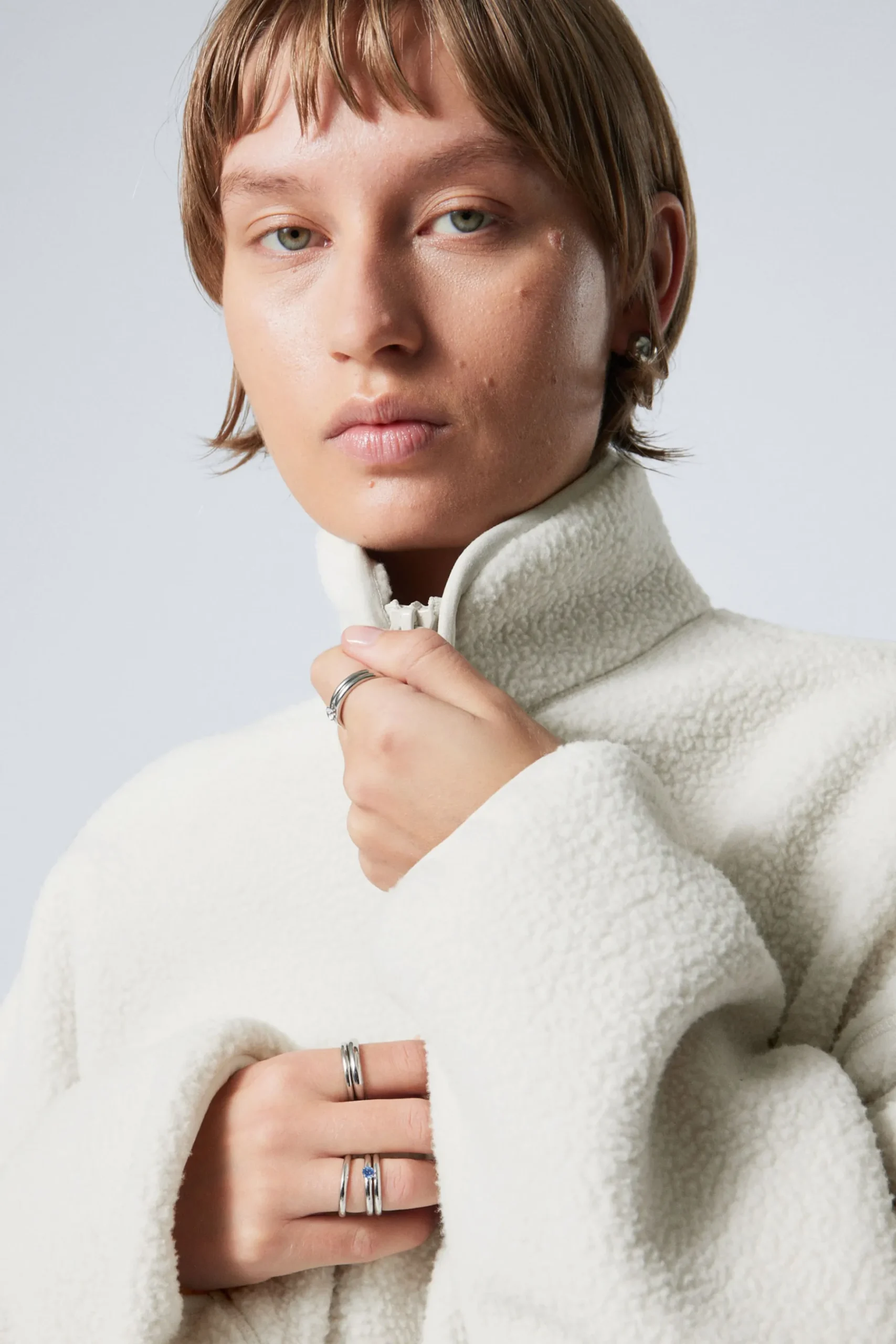 Weekday OVERSIZED HALF-ZIP FLEECE SWEATSHIRT light dusty mole Outlet