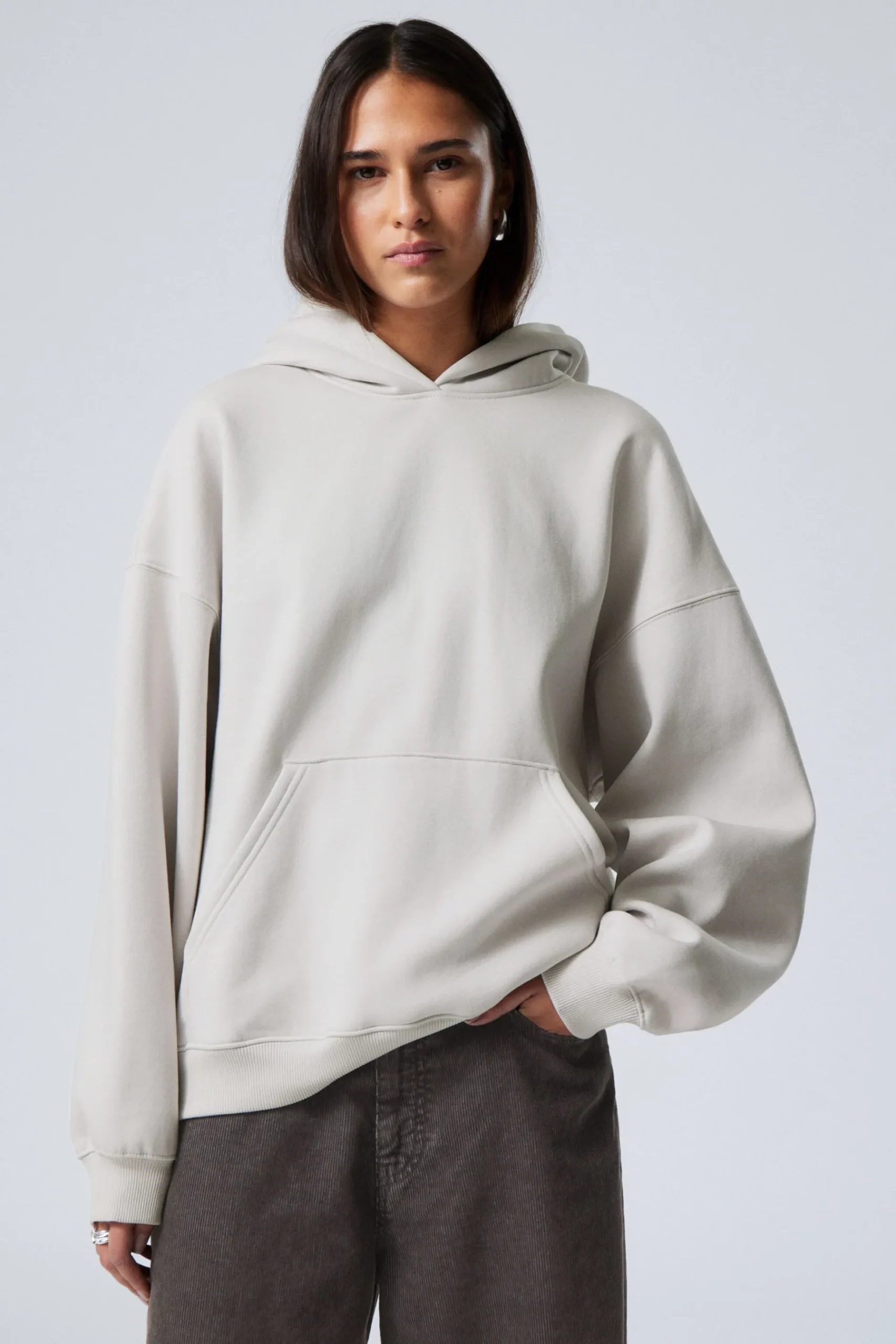 Weekday OVERSIZED HEAVYWEIGHT HOODIE light mole Clearance