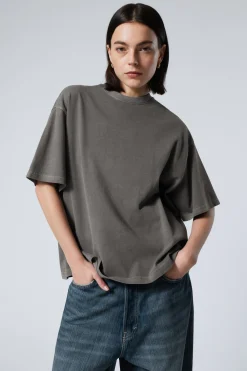 Weekday OVERSIZED HEAVYWEIGHT T-SHIRT washed black Fashion