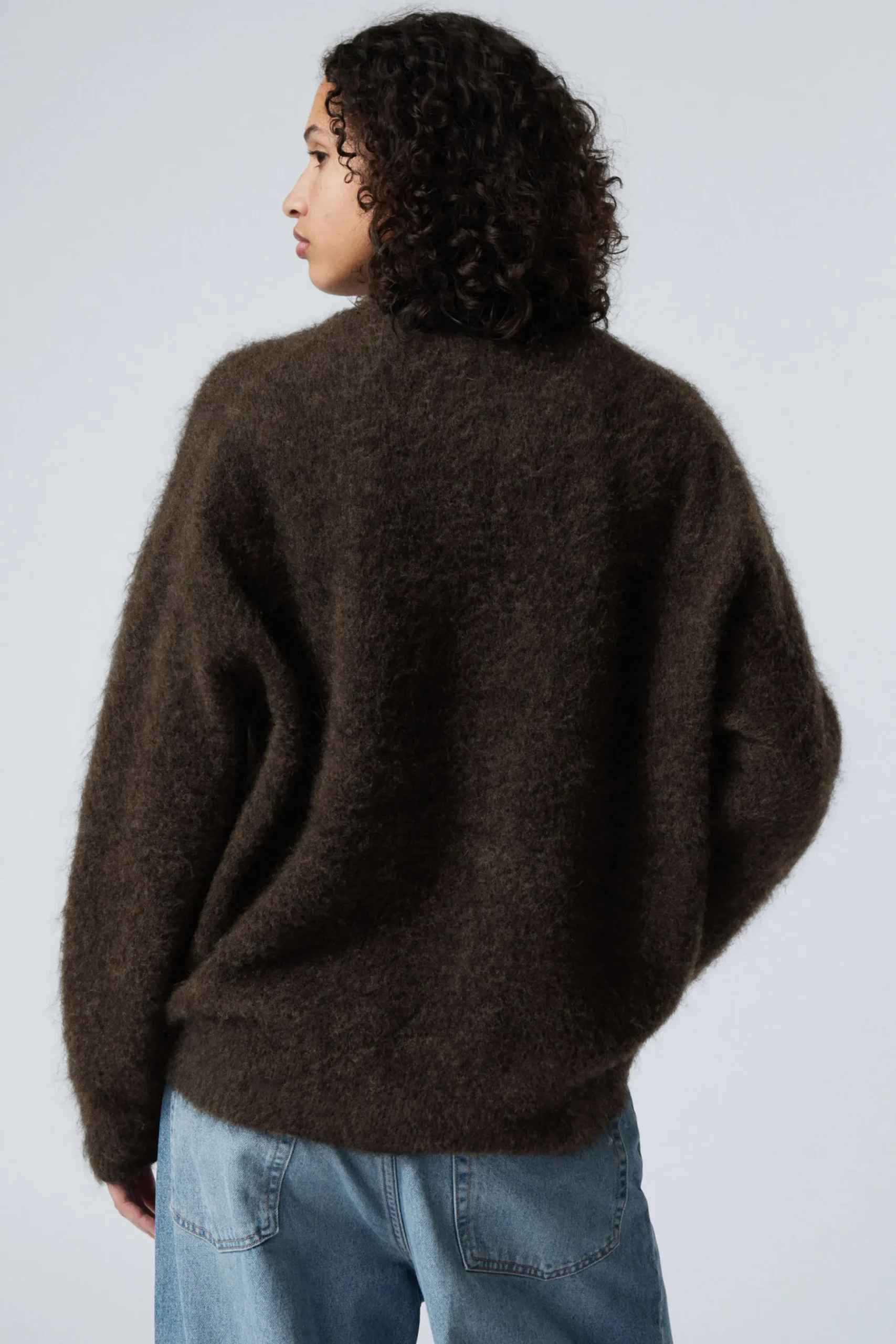 Weekday OVERSIZED KNITTED MOHAIR BLEND SWEATER dark brown melange Hot