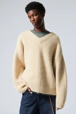 Weekday OVERSIZED KNITTED WOOL-BLEND SWEATER dusty beige Hot
