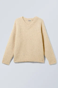 Weekday OVERSIZED KNITTED WOOL-BLEND SWEATER dusty beige Hot