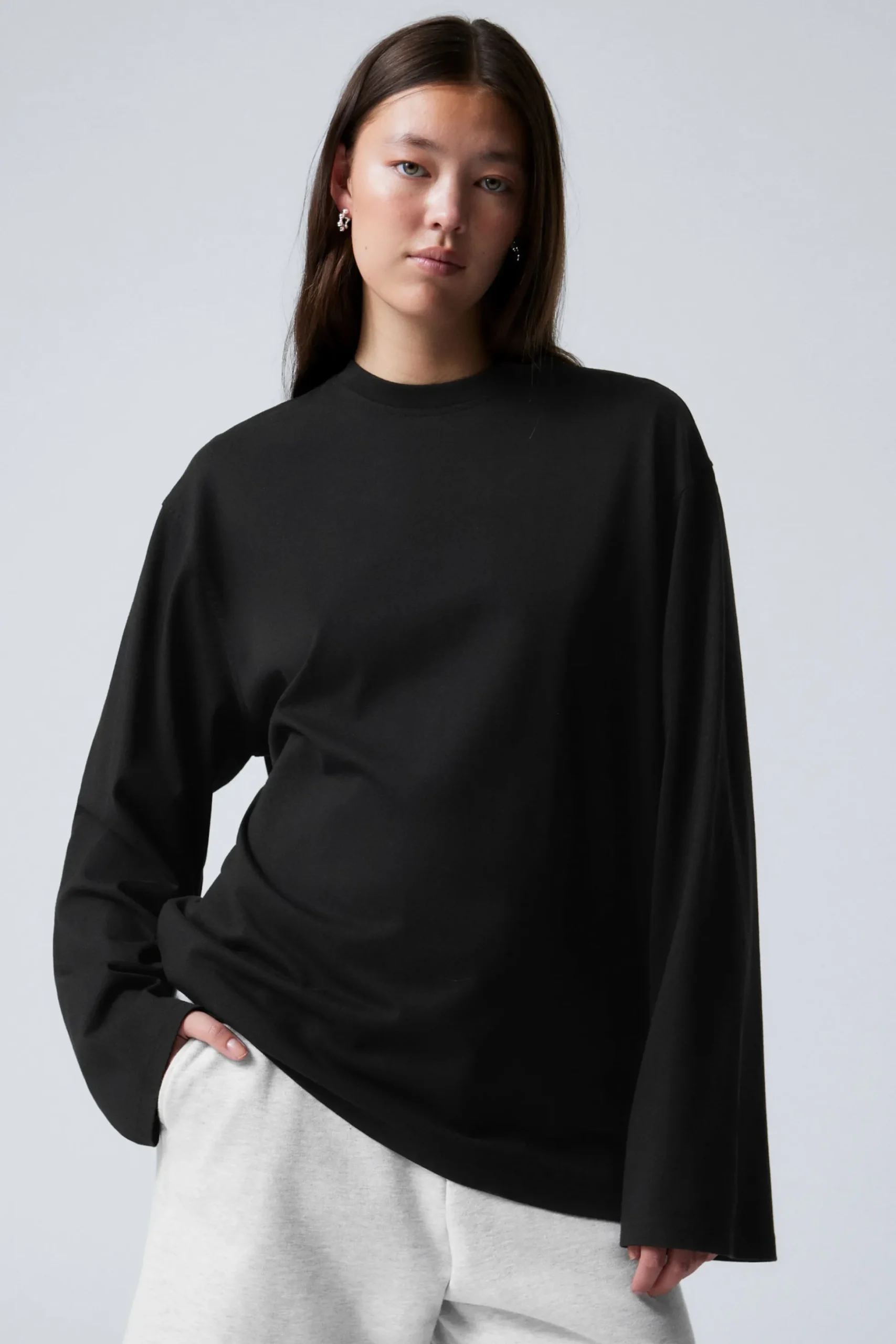 Weekday OVERSIZED LONG SLEEVE T-SHIRT black Fashion