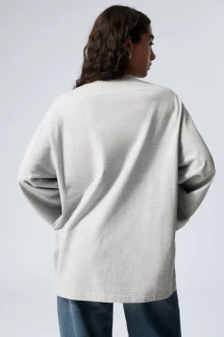 Weekday OVERSIZED LONG SLEEVE T-SHIRT light grey Discount