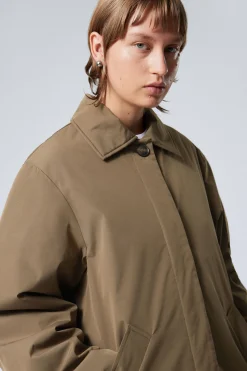 Weekday OVERSIZED PADDED CAR COAT beige khaki Best Sale