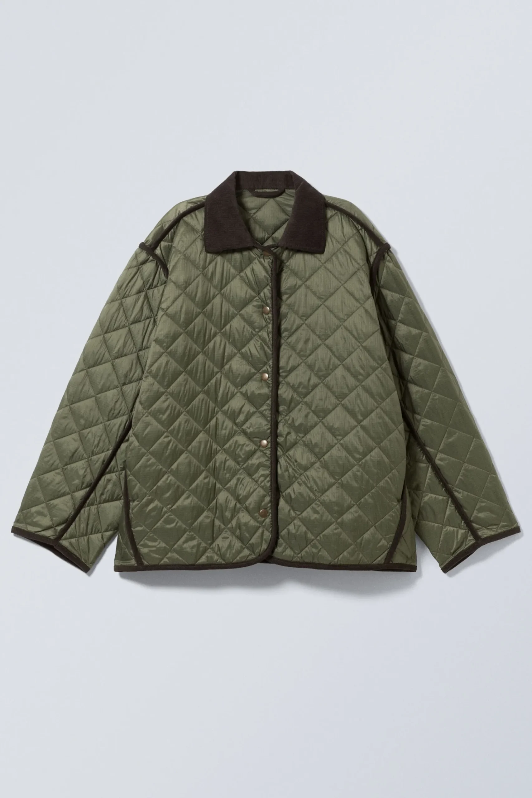 Weekday OVERSIZED QUILTED LINER JACKET dark khaki green Cheap