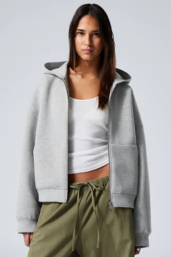 Weekday OVERSIZED SCUBA ZIP-HOODIE grey melange Store