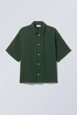 Weekday OVERSIZED STRUCTURED SHORT SLEEVE SHIRT dark green Online