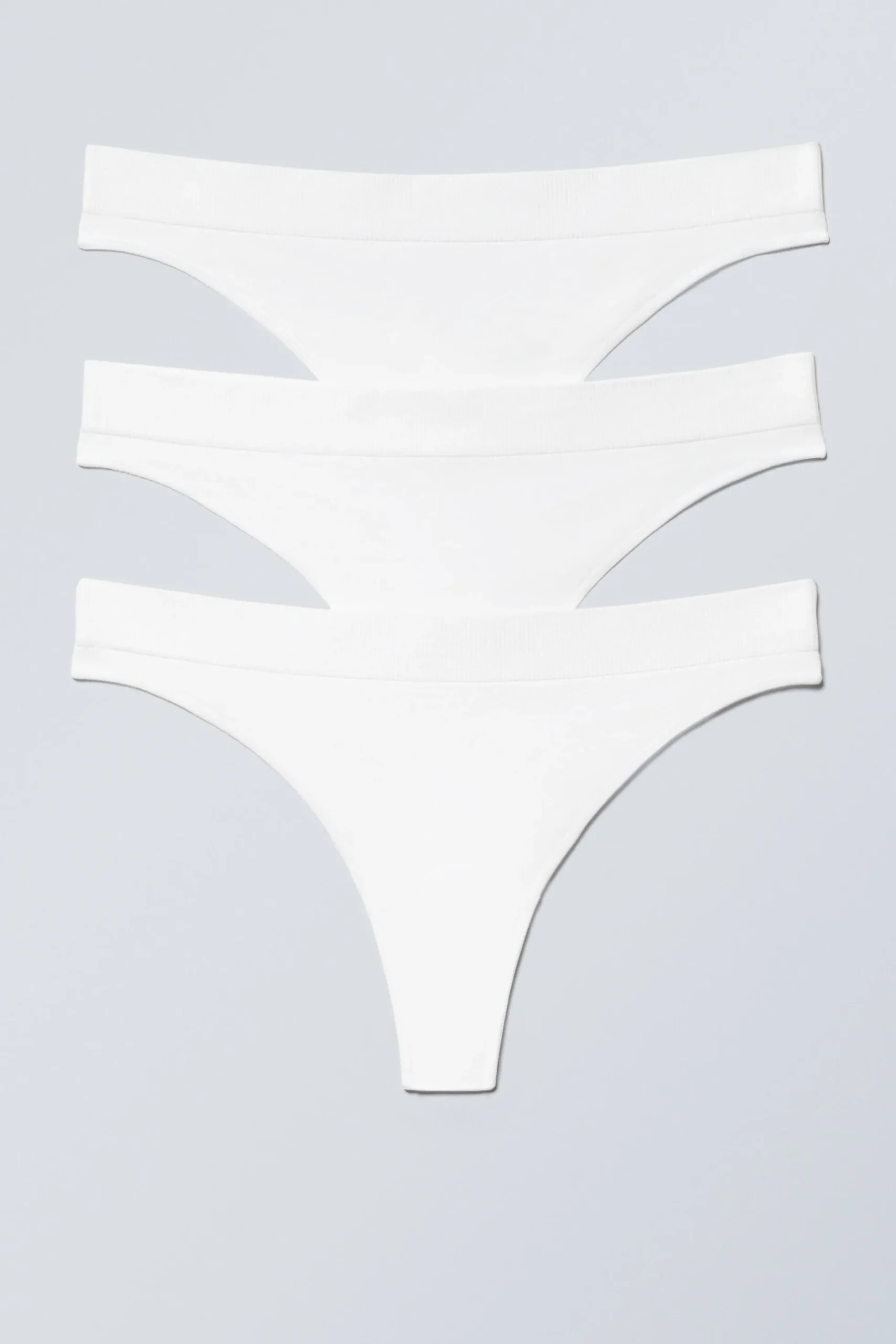 Weekday 3-PACK CAT SOFT SEAMLESS HIGH RISE THONGS white Hot
