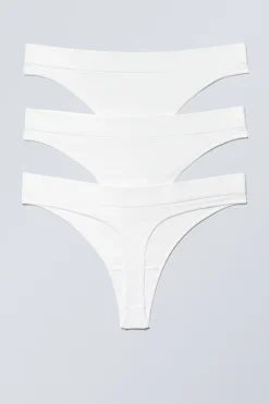 Weekday 3-PACK CAT SOFT SEAMLESS HIGH RISE THONGS white Hot