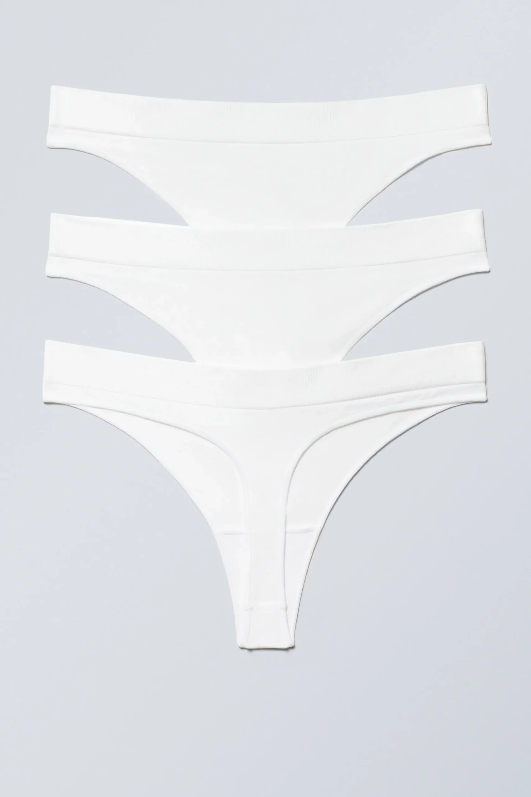 Weekday 3-PACK CAT SOFT SEAMLESS HIGH RISE THONGS white Hot