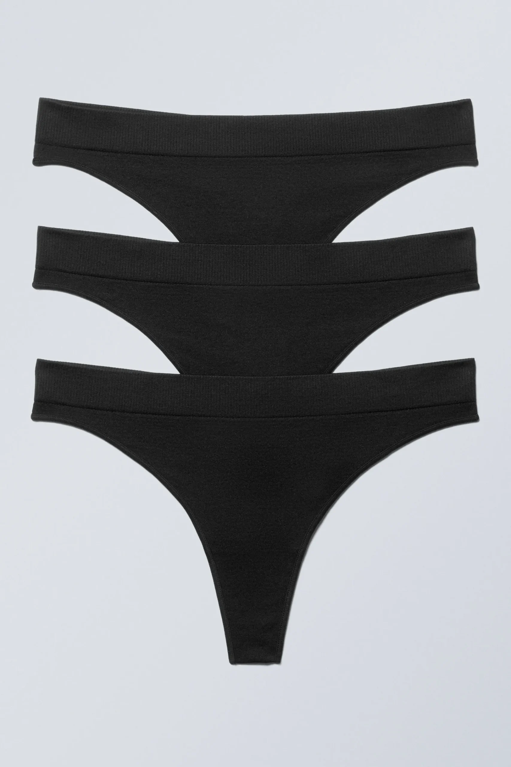 Weekday 3-PACK CAT SOFT SEAMLESS HIGH RISE THONGS black New