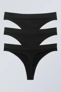 Weekday 3-PACK CAT SOFT SEAMLESS HIGH RISE THONGS black New