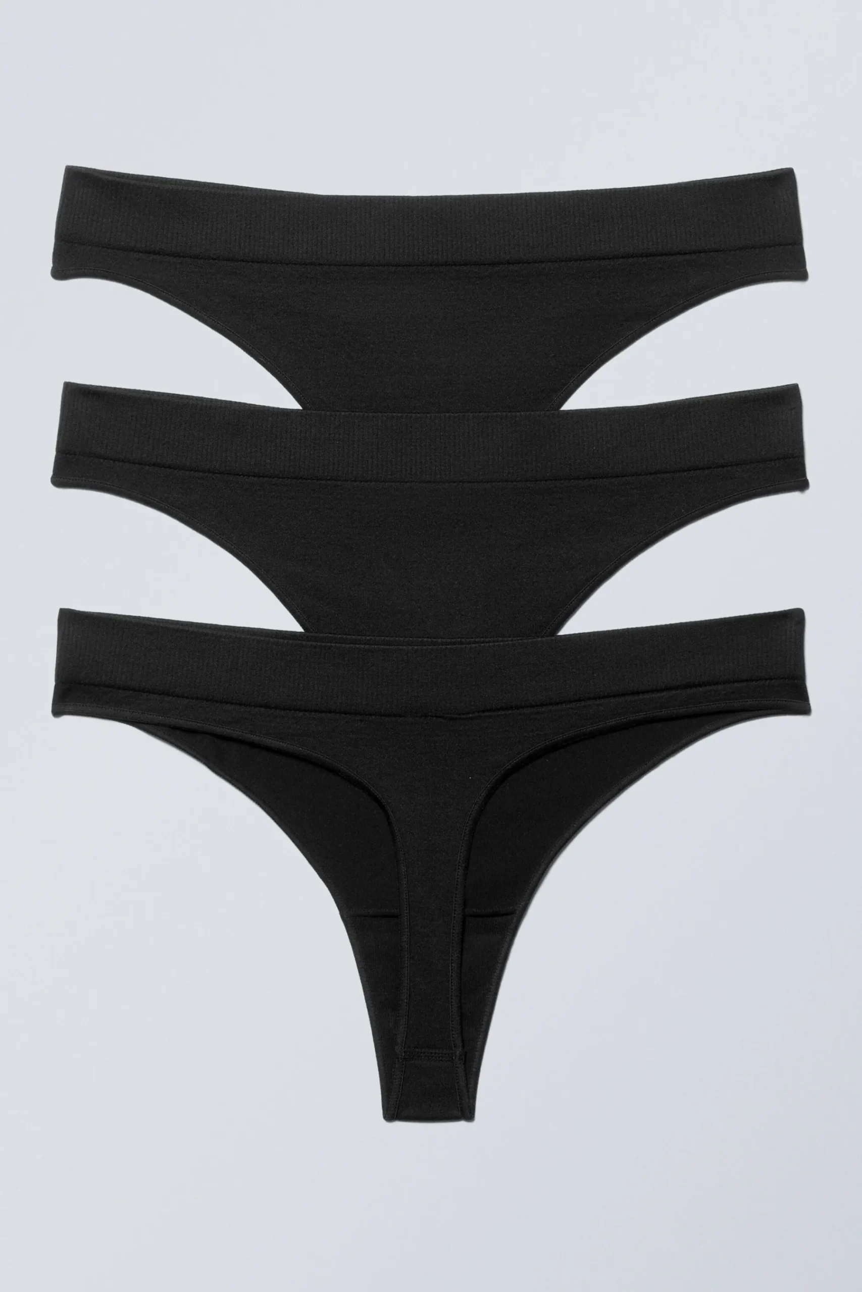 Weekday 3-PACK CAT SOFT SEAMLESS HIGH RISE THONGS black New