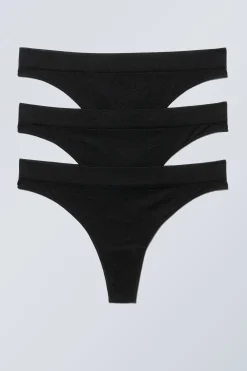 Weekday 3-PACK CAT SOFT THONG black Fashion