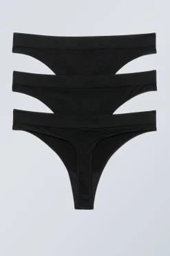 Weekday 3-PACK CAT SOFT THONG black Fashion