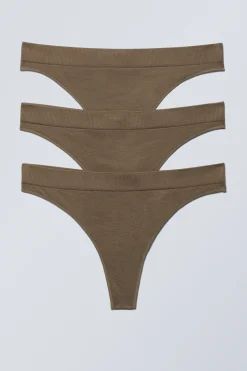 Weekday 3-PACK CAT SOFT THONG brown Best