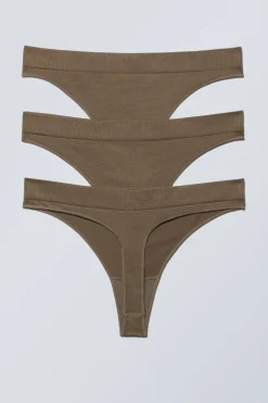 Weekday 3-PACK CAT SOFT THONG brown Best