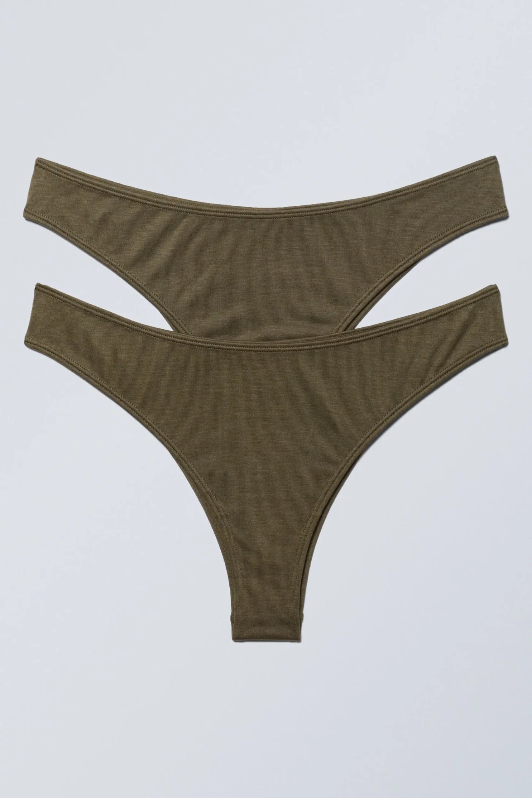 Weekday 2-PACK CHEEKY MODAL BRAZILIAN BRIEFS dark khaki green Cheap