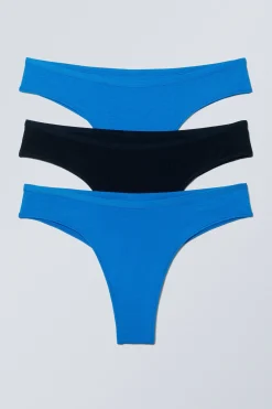 Weekday 3-PACK INEZ BRAZILIAN COTTON BRIEFS bright blue/black Hot