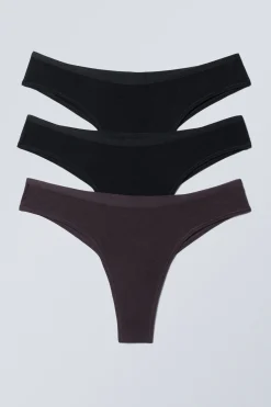 Weekday 3-PACK INEZ BRAZILIAN COTTON BRIEFS black/dark purple Best Sale