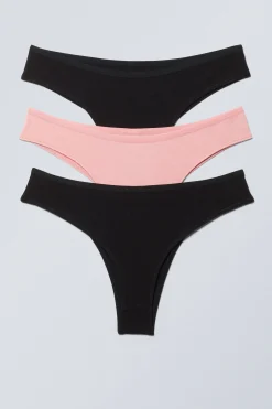 Weekday 3-PACK INEZ BRAZILIAN COTTON BRIEFS black & light pink Discount