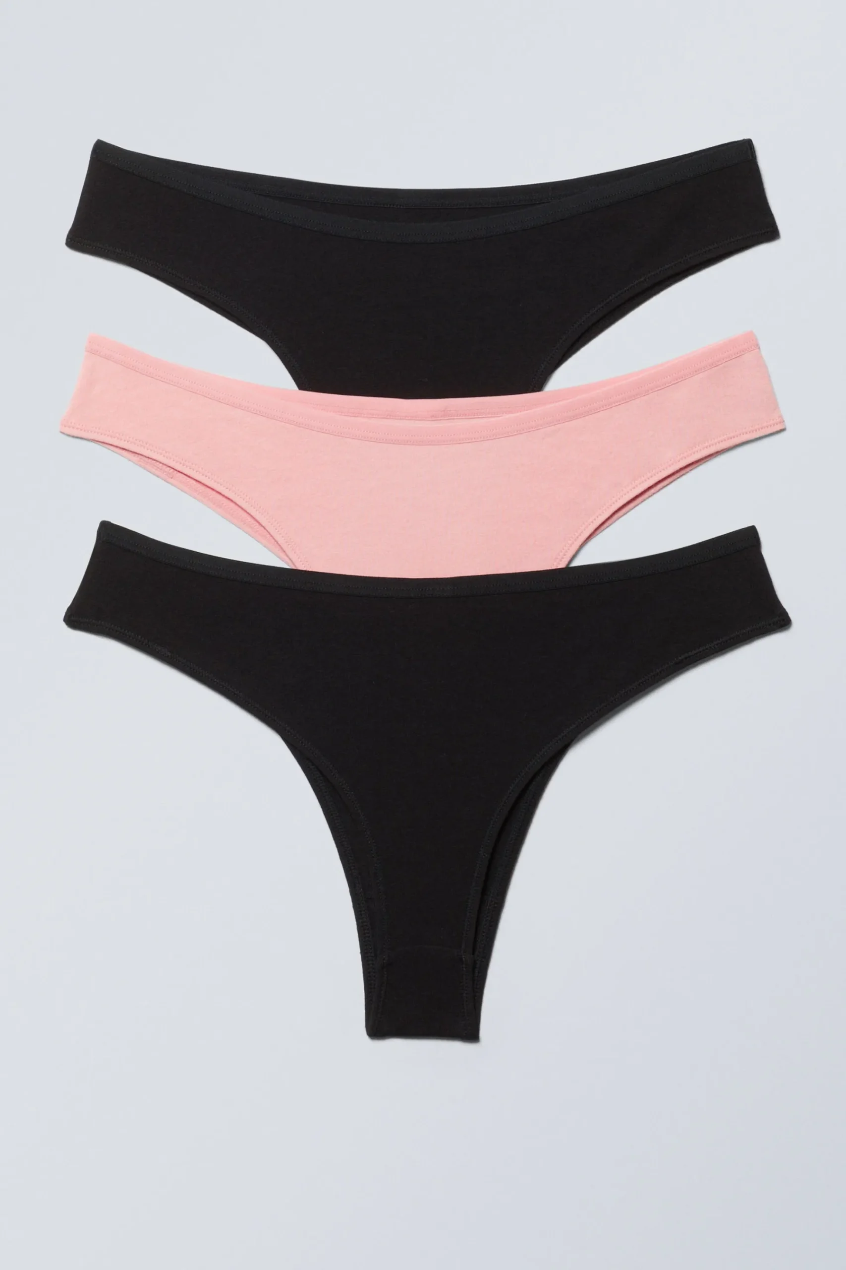 Weekday 3-PACK INEZ BRAZILIAN COTTON BRIEFS black & light pink Discount