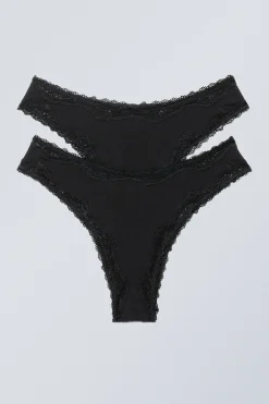 Weekday 2-PACK LACE BRIEFS black Store