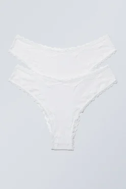 Weekday 2-PACK LACE BRIEFS white Online