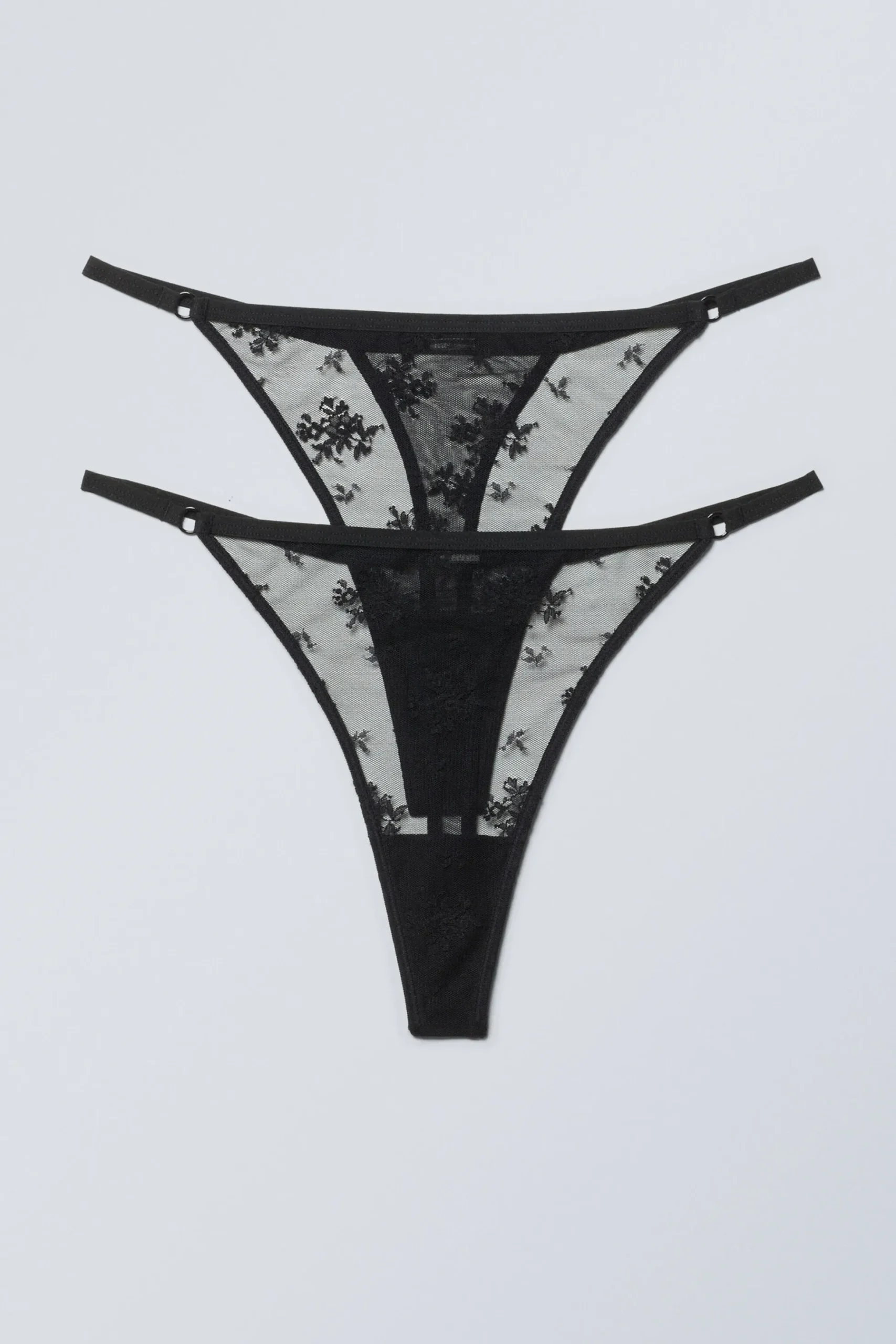 Weekday 2-PACK LACE TANGA THONGS black Shop