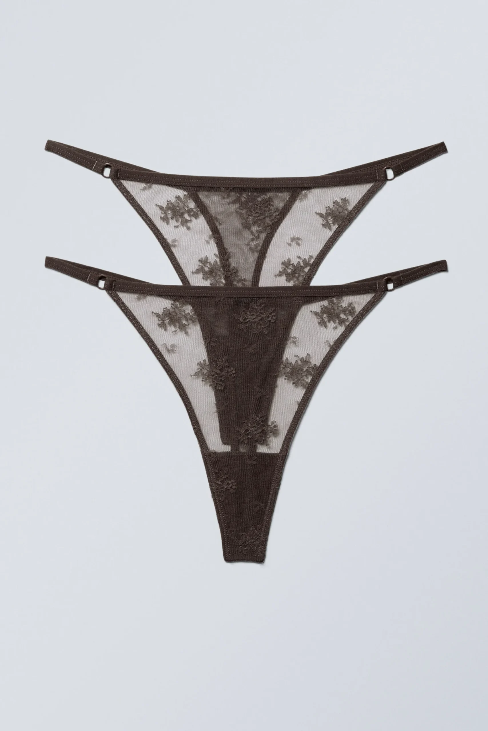 Weekday 2-PACK LACE TANGA THONGS dark brown Online