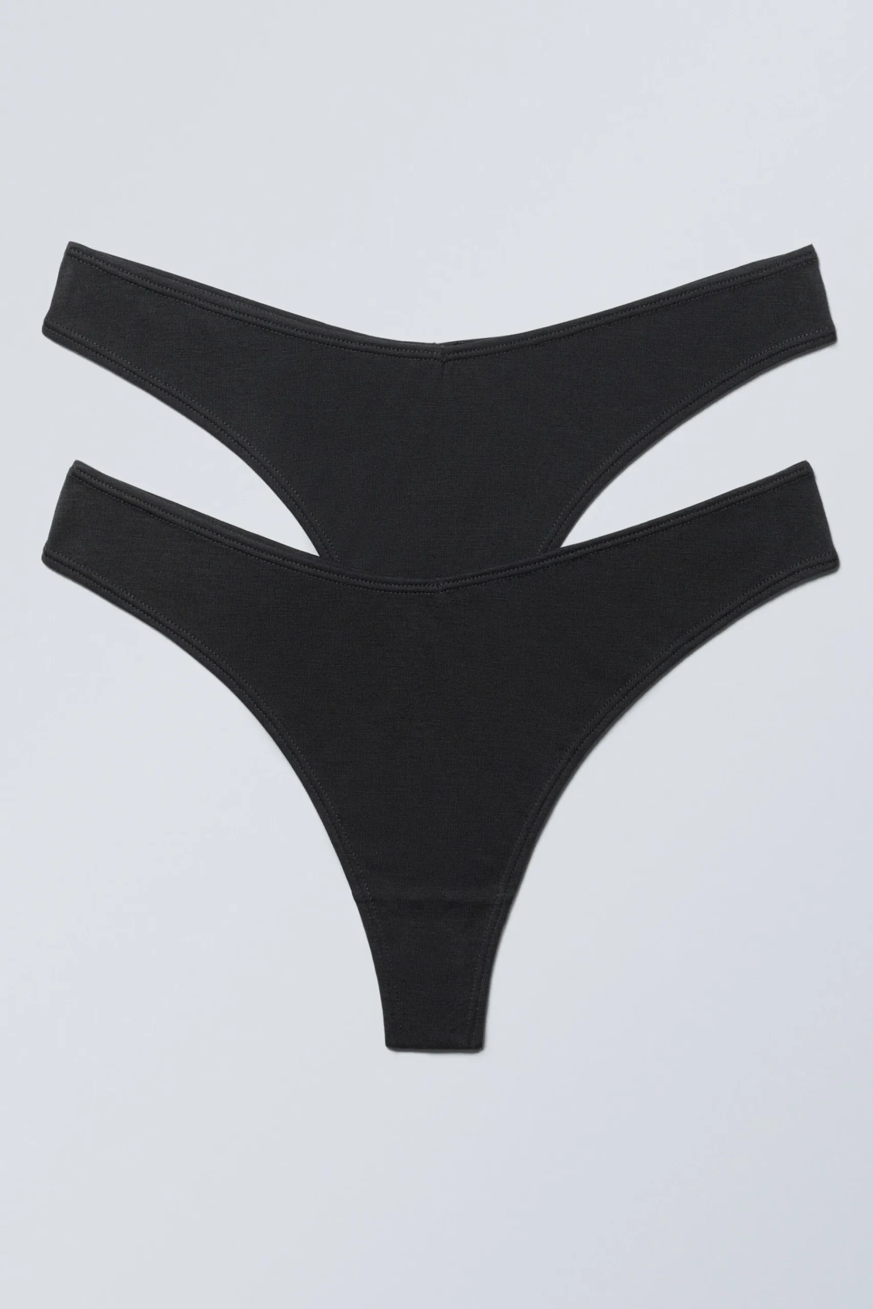 Weekday 2-PACK LOW WAIST MODAL THONGS black Fashion