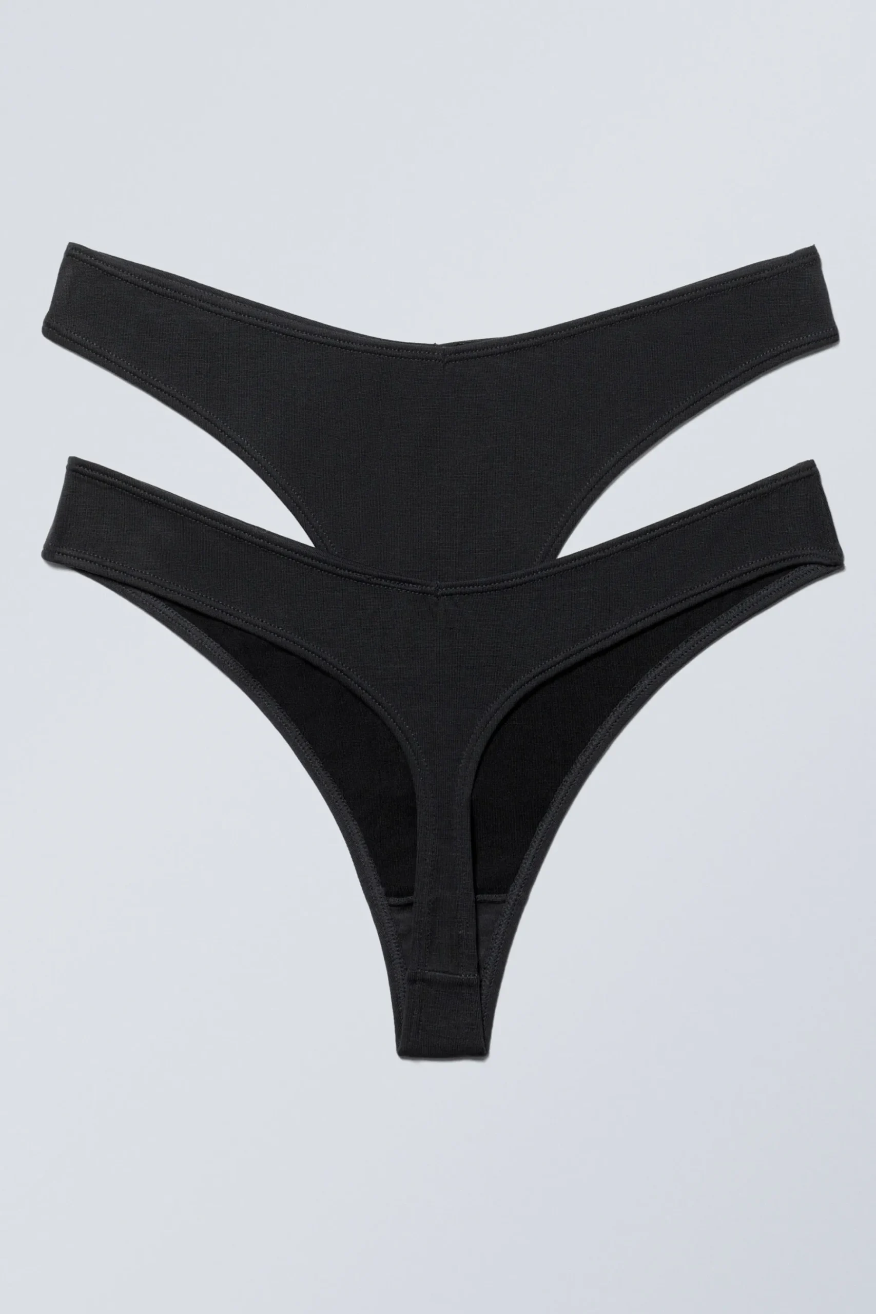 Weekday 2-PACK LOW WAIST MODAL THONGS black Fashion