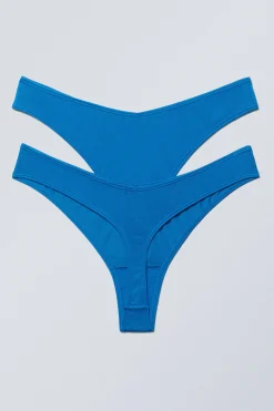 Weekday 2-PACK LOW WAIST MODAL THONGS bright blue Cheap