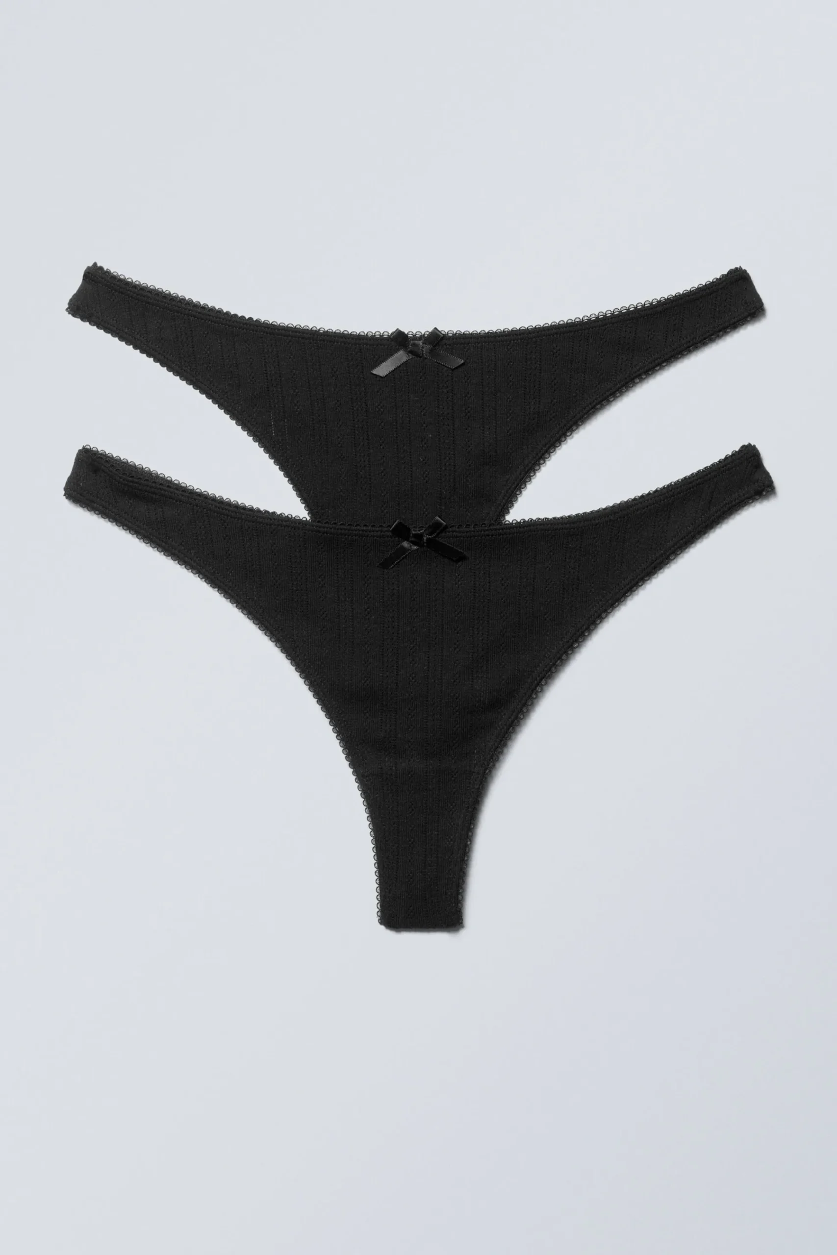 Weekday 2-PACK POINTELLE COTTON THONGS black Sale