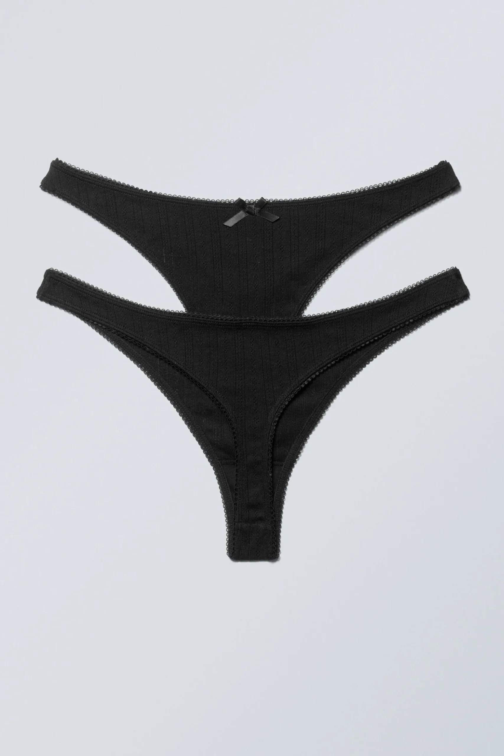 Weekday 2-PACK POINTELLE COTTON THONGS black Sale