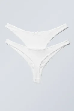 Weekday 2-PACK POINTELLE COTTON THONGS white Sale