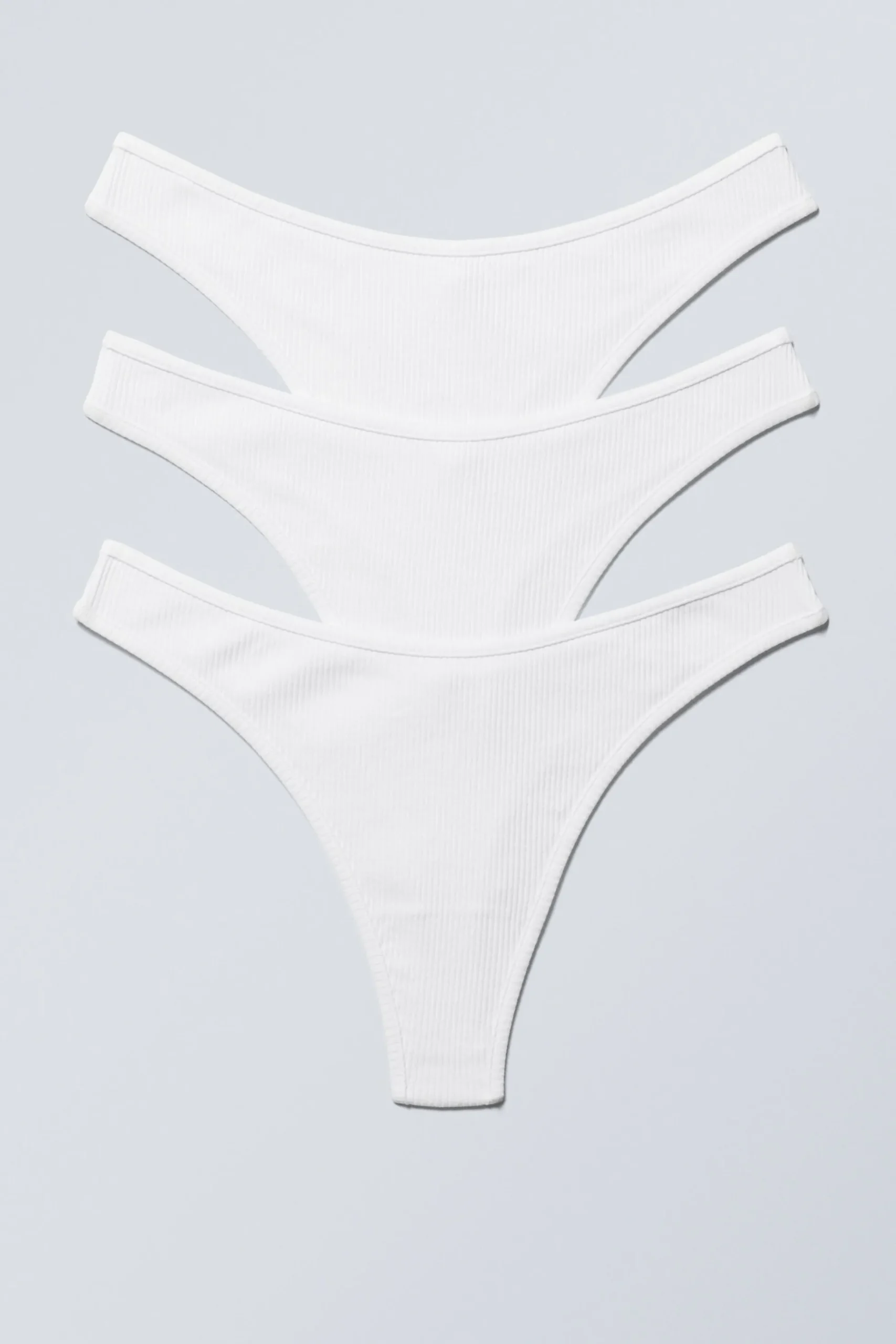Weekday 3-PACK RIB COTTON THONGS white Shop