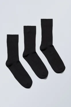 Weekday 3-PACK SELMA SOCKS black Flash Sale