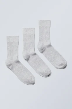 Weekday 3-PACK SELMA SOCKS light grey Discount