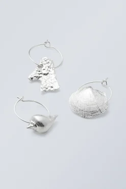 Weekday 3-PACK SHELL HOOPS silver Best