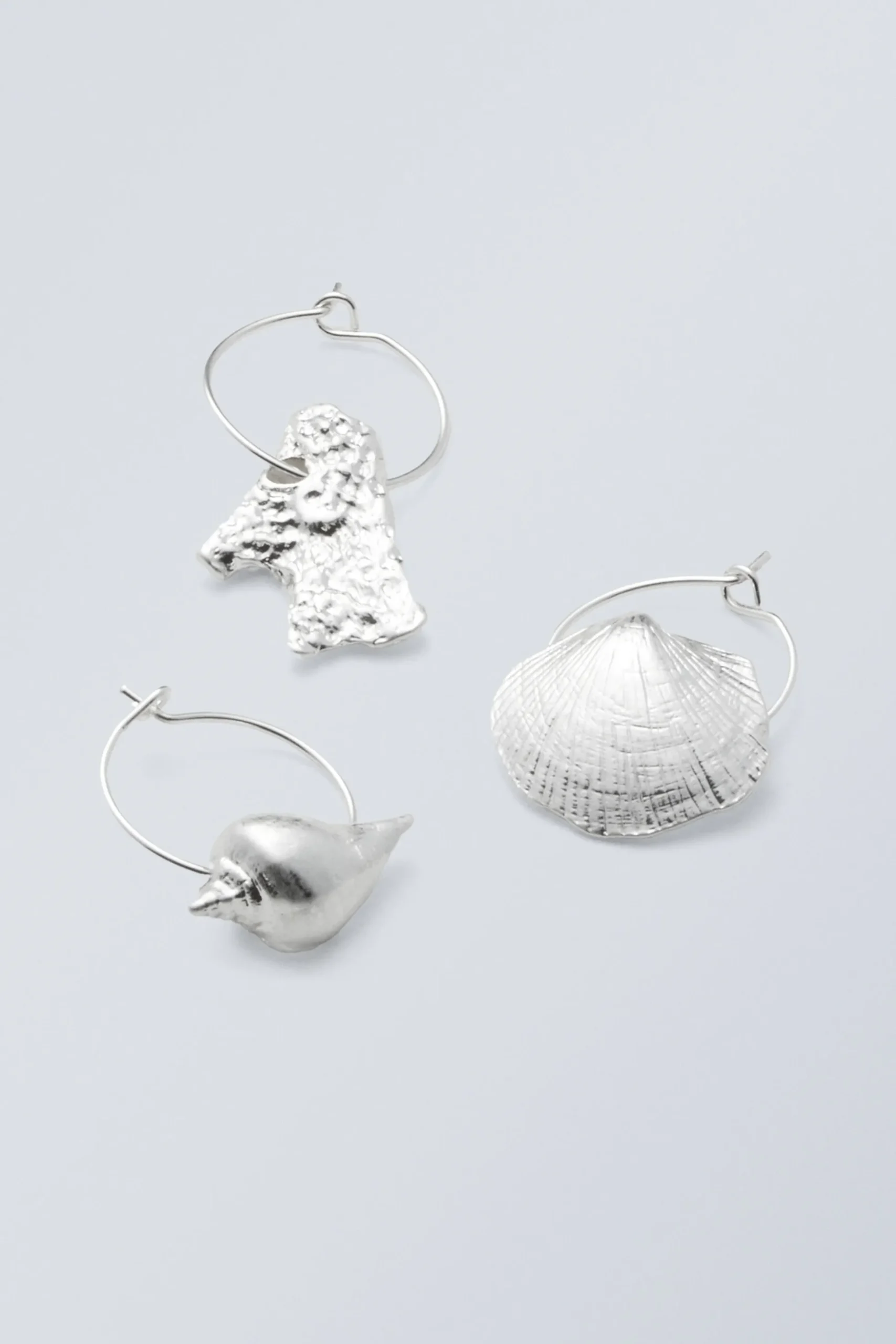 Weekday 3-PACK SHELL HOOPS silver Best