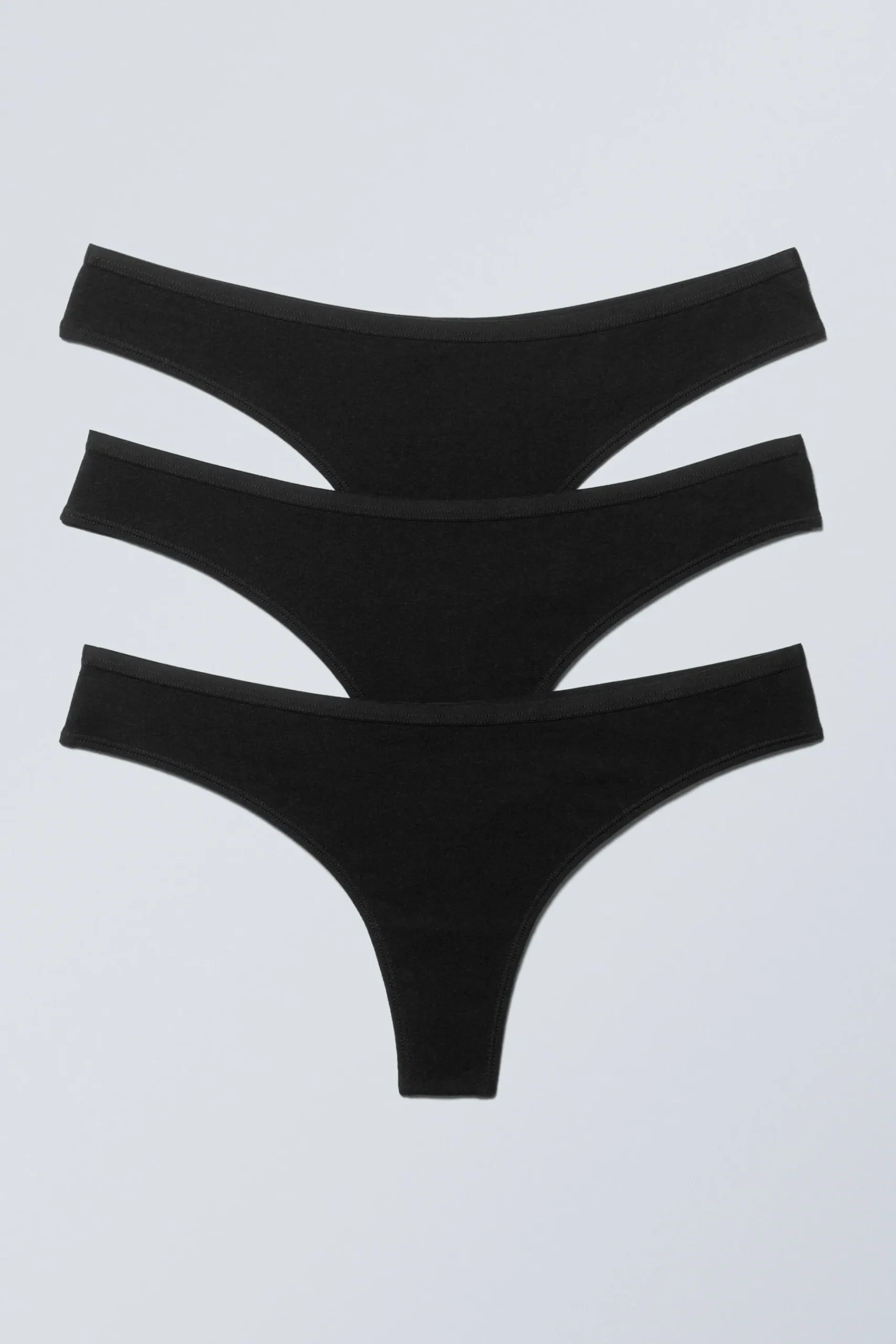 Weekday 3-PACK SOFT COTTON THONGS black Hot